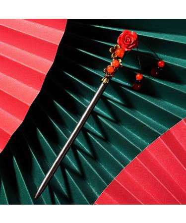 Lurrose Chinese Flower Hair Stick Vintage Hairpin for Women | Elegant Hair Accessory - Buy Online on GoSupps.com
