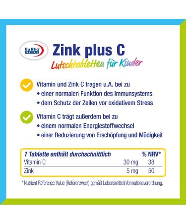 Zinc & Vitamin C Sucking Tablets for Kids | Vegetarian Immune Support | Eurho Vital | Made in Germany | 60 Orange Tablets - Buy Online on GoSupps.com