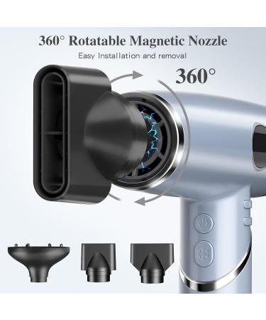 Ions F hn 2000W Hair Dryer | Quick Drying Brushless Engine Quiet & Lightweight | Magnetic Diffuser Long Cable & LCD Display | Ideal for Home Salon & Travel - Blue - Buy Online on GoSupps.com
