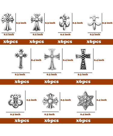 Nail Cross Charms 3D Heart Star Cross Gems - 60pcs Sliver Metal Punk Vintage Nail Art Supplies for Acrylic Nails - Buy Online on GoSupps.com