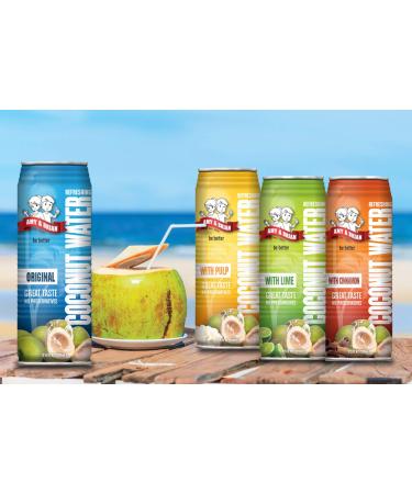 Amy & Brian Pure Coconut Water with Pulp - Non-GMO, No Sugar Added, 17.5oz Cans (12-Pack) - Refreshing & Hydrating - Buy Online on GoSupps.com