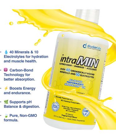 IntraMin Drucker Labs Organic Liquid Minerals Dietary Supplement for Men Women Kids Immune Support Muscle Support Non GMO Gluten Free Vegan Electrolytes (32 oz. Tropical Fruit) - Buy Online on GoSupps.com