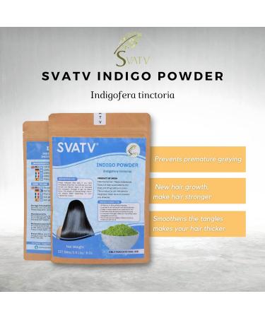 SVATV Indigo Powder II 227g | Natural Hair Color & Mehndi for Beautiful Hair | Indigofera Tinctoria Shipping Worldwide - Buy Online on GoSupps.com