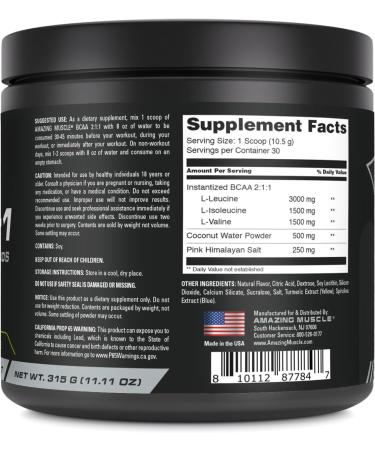 BCAA 2:1:1 Powder - 30 Servings Green Apple | Natural Flavor | Branched Chain Amino Acids Supplement | Made in USA - Buy Online on GoSupps.com