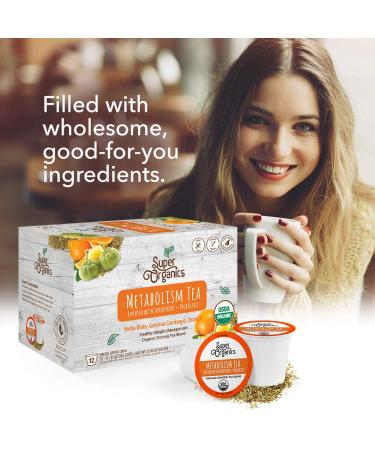 Super Organics Metabolism Oolong Tea Pods - 12ct | Superfoods, Probiotics | Keurig K-Cup Compatible | USDA Certified Organic, Vegan, Non-GMO | Weight Management & Delicious Tea - Buy Online on GoSupps.com