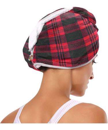 Buy Black and Red Checkered Dry Hair Cap & Towel Set | 2-Piece Quick Drying Super Absorbent Soft & Comfortable - Buy Online on GoSupps.com