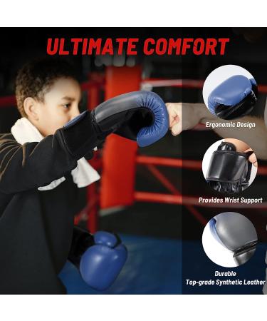 Liberlupus Youth Boxing Gloves 8oz & 10oz - Teens Junior Kids Sparring Gloves for Boxing & MMA - Black Blue Gradients - Ages 10-18 - Buy Online on GoSupps.com