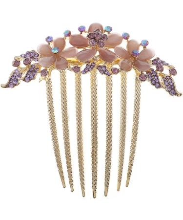 HAPINARY Opal Comb Wide Tooth Comb for Wavy Hair Wedding Hair Accessories for Brides Hair Combs for Comb Hair Clip Hair Gems for Women Combs for Women Hair Styling Hair Topper Alloy Purple