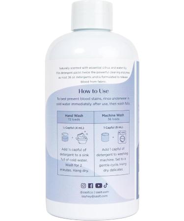 Saalt Period Underwear Detergent - Powerful Enzyme Formula for Odor & Stain Removal - Citrus & Water Lily Scent - 72 Loads 10 oz - Gentle on Delicates - Buy Online on GoSupps.com