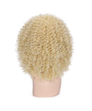Lady Miranda Blonde Afro Kinky Curly Wig with Bangs | Medium Length Heat Resistant Synthetic Hair Wig for Women | Curly Blonde Wig 0-613 - Buy Online on GoSupps.com