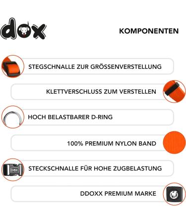 DDOXX Nylon Step-In Dog Harness - Adjustable Orange Puppy Harness for All Sizes - XXS (1.0 x 26-35 cm) - Comfortable & Durable International Shipping - Buy Online on GoSupps.com