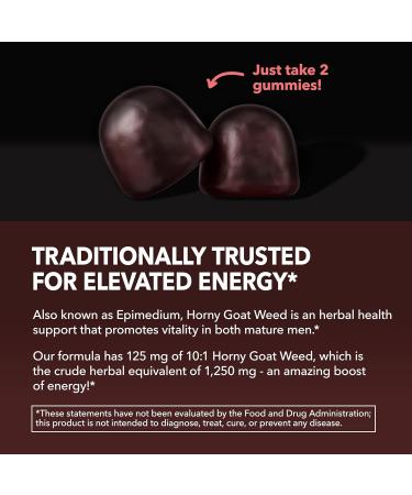 Horny Goat Weed Gummies with Vitamin B12 - Energy Endurance & Performance Support for Male Health - 60 Count - Vegetarian-Friendly Non-GMO Pectin-Based - Raspberry Flavor 1 Month Supply 60 Count (Pack of 1) - Buy Online on GoSupps.com