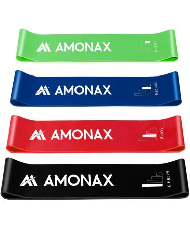 Amonax Resistance Bands Set for Full Body Workout | Home Gym Bands for Legs, Glutes, Arms | Yoga, Pilates, Therapy | Mini Loop Bands | Green, Blue, Red, Black - One Size - Buy Online on GoSupps.com