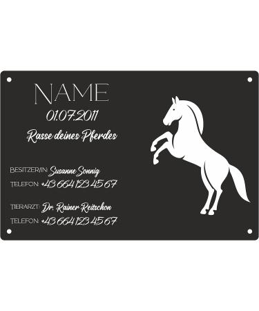 Personalized Horse Shape Stable Bar Sign | 29x19cm Black Glossy Laser Engraved | UV-Resistant & Waterproof | Perfect for Equestrian Decorations - Buy Online on GoSupps.com