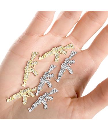 HINZIC 12Pcs 3D Gun Nail Charms | Gold Shiny Diamonds Alloy | Nail Art Decoration for Women - Buy Online on GoSupps.com