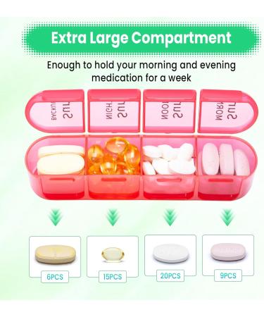 Pill Box 4 Times a Day 7 Days Pill Organiser Box with 28 Compartments Weekly Pill Case for Morning Noon Evening and Bed Time (Green) - Buy Online on GoSupps.com