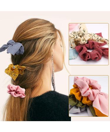 AOPRIE 20Pcs Hair Bunny Scrunchies with Bow - Elegant Chiffon Hair Accessories for Women - Buy Online on GoSupps.com