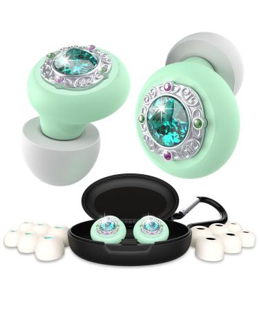 Crown Plus Earplugs Low-Level Noise Reduction with Clear Speech for Conversation Social Gatherings Sensitivity & Parenting 12 Ear Tips Concerts -Crown Cubic Zirconia CZ Green/Silver