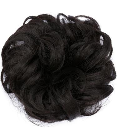 Medium Brown Wavy Hair Bun Updo Extension | Messy Bun Chignon Ribbon Ponytail Donut | 30g Curly Hairpiece - Buy Online on GoSupps.com