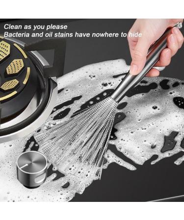 Stainless Steel Wire Pot Brush Pot Scrubber Brush with Long Handle Dishwashing Brush Household Cleaning Tool for Kitchen - Buy Online on GoSupps.com