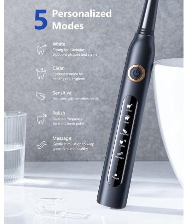 Powerful 5 Mode Electric Toothbrush for Adults | 40,000 VPM Sonic Cleaning | 8 Brush Heads | Rechargeable | Waterproof IPX7 - Buy Online on GoSupps.com
