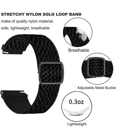 Adjustable Elastic Band for Amazfit Watches | Soft Stretch Nylon Loop Bracelet Strap Replacement in Black - Buy Online on GoSupps.com