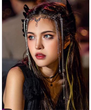 AORHOFJ Hair Band Women Water Drop Chain Headwear Fairy Hair Ornaments Chain Forehead Crystal Hair Band Long Clothes Tassel Headwear Headwear - Buy Online on GoSupps.com