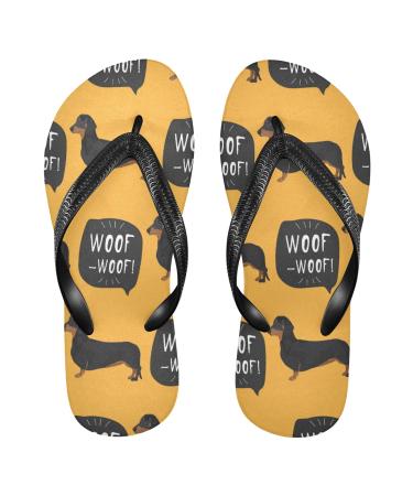 Mnsruu Dog Flip Flops Dachshund Yellow Size XS X-Small Multicolor