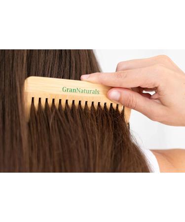 GranNaturals Wide Tooth Wooden Comb - Natural Detangler for Wet or Dry Hair - Prevents Tangle & Static - Styling Tool for All Hair Types - Buy Online on GoSupps.com