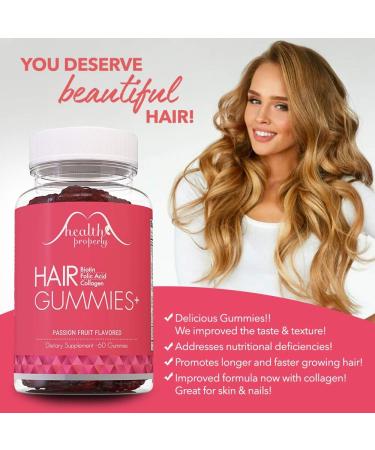 Healthy Hair Growth Gummies with Collagen & 6000mcg Biotin - Hair, Skin, and Nails Vitamin for Men & Women - Buy Online on GoSupps.com