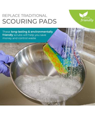 Skoy Scrub - Non-Scratching Reusable Kitchen Scrub - Eco-Friendly, Dishwasher Safe - 4-Pack, Assorted Colors - Buy Online on GoSupps.com