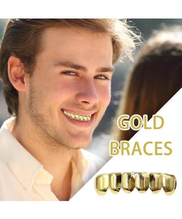 24K Gold Teeth - Gold Tooth Caps | Shining Grillz Caps For Teeth | Copper Plated Gold Tooth Caps For Cosplay Costumes Hip Hop Mouth Grills For Men And Women lower teeth - Buy Online on GoSupps.com