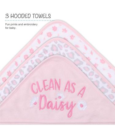 The Peanutshell Baby Girls Hooded Bath Towel and Wash Cloth Set - 23 Piece Pink Floral & Cheetah Print Gift Set - Buy Online on GoSupps.com