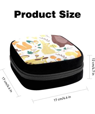GIAPB Period Bag - Autumn Leaf Fox Bear Pattern Color1300 | Sanitary Napkin Storage & Makeup Pouch - Buy Online on GoSupps.com