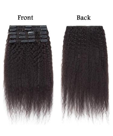 20cm Real Hair Clip-In Extensions - Afro Kinky Straight 8pcs 18 Clips - Natural Black #1B - 95g Brazilian Human Hair - Buy Online on GoSupps.com