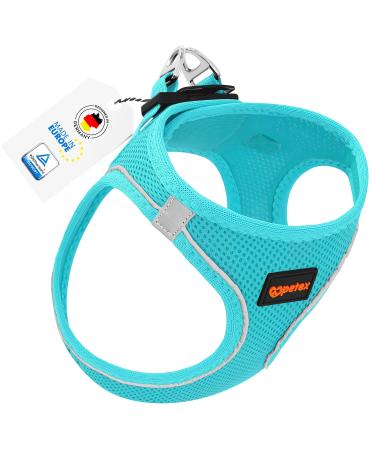 Petex dog harness for small & medium -sized dogs - TUV tested - Made in Europe - puppy dishes with Air Mesh technology - reflective and breathable - breast dishes for dog - Dog harness baby blue XS