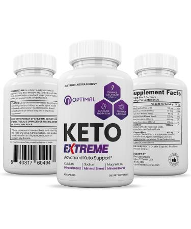 Optimal Keto Extreme Pills 1675MG New & Improved Formula Contains Apple Cider Vinegar Extra Virgin Olive Oil Powder Green Tea Leaf 60 Capsules - Buy Online on GoSupps.com