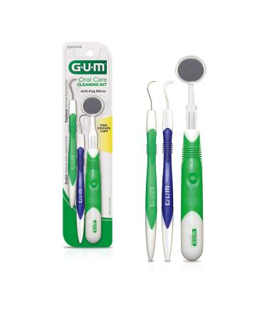 GUM - 832RB Oral Care Cleaning Kit - Lighted Mirror, Explorer Pick, and Scaler 1 Set Cleaning Kit