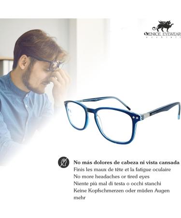 Venice Eyewear Blue Light Filter Reading Glasses +2.5 Dioptria - Anti-Blue Light Computer Glasses for Men Women & Gamers (1 Pack) - Buy Online on GoSupps.com