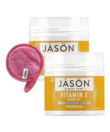 Vitamin E Cream for Skin 5000 IU Moisturizer Lightweight Facial Cream for Women with Shea Butter Bundle Makeup Cleansing Cloth Soothes Sensitive Skin Night Facial Cream Pack of 2