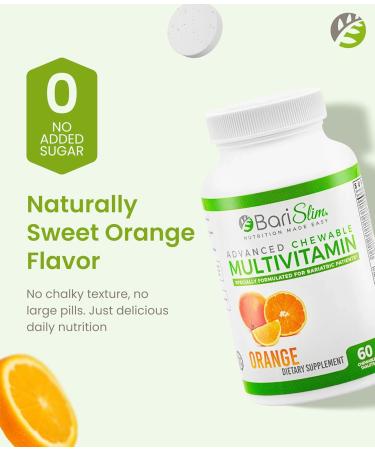 BariSlim Advanced Chewable Bariatric Multivitamin Tablets - Bariatric Vitamin and Supplement for Post Bariatric Surgery Including Gastric Bypass and Gastric Sleeve | Orange (60 Count) - Buy Online on GoSupps.com