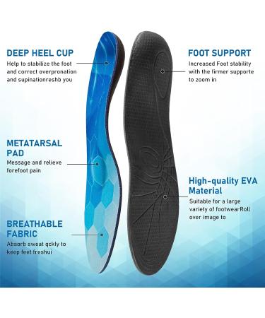 Plantar Fasciitis High Arch Support Insoles - Maximum Cushioning for Men and Women with Flat Feet - Orthotic Inserts for Work Boots and Shoes - XS - Buy Online on GoSupps.com