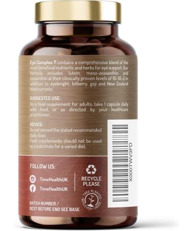 Eye Complex 7 - 120 Capsules | Lutein, Meso-Zeaxanthin, Zeaxanthin, Blackcurrant, Bilberry, Goji & Eyebright | 4 Month Supply | UK Manufactured | 120 Count - Buy Online on GoSupps.com