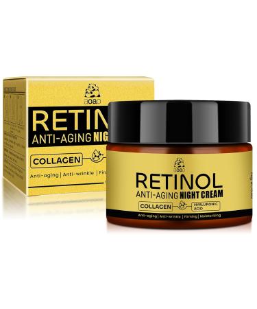 Retinol Anti Aging Night Cream, Reduce Wrinkles Face Mousturizer, Infused with Collagen & Hyaluronic Acid to Night Renew & Firm Skin, Smooth Fine Lines, 50g/1.763oz - Buy Online on GoSupps.com