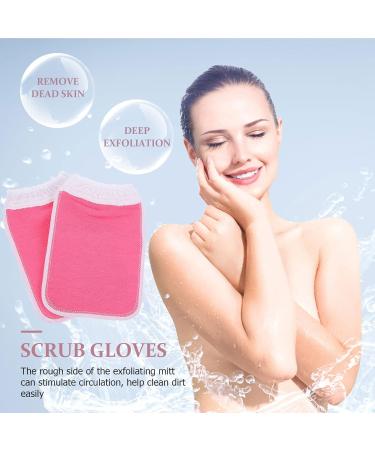 Beaupretty 2pcs Bath Gloves for Men - Exfoliating Towel Scrubber Mitts Korean Plant Fibres Pink - Perfect for Bathing & Massage - Buy Online on GoSupps.com