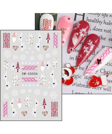 JMEOWIO 9 Sheets Christmas Nail Art Stickers Decals Self-Adhesive Red Snowflake Xmas Winter Holiday Nail Supplies Nail Art Design Decoration Accessories - Buy Online on GoSupps.com
