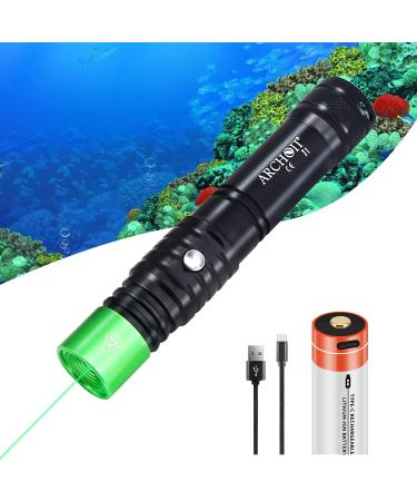 ARCHON J1 Scuba Diving Signal Light with Long Range Green Beam Type-C Rechargeable Battery Torch for Night Dive, Underwater Waterproof 100M Cave Exploration and Diving Training Instructor