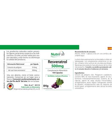 Resveratrol 500mg - with 510mg Knotweed Extract Including 500mg Trans-Resveratrol - 100 Capsules - High Dosed - 100% Vegan - - Buy Online on GoSupps.com