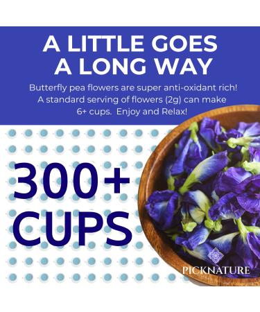 Organic Butterfly Pea Flower Tea Loose Leaf - 3.5 oz (300+ Cups) - Freshly Picked from Thailand - Herbal Blue Tea Gift - USDA Certified - by PICKNATURE - Buy Online on GoSupps.com