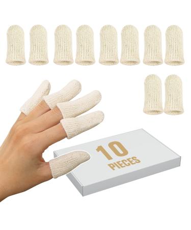MIG4U 10 Pcs Cotton Finger Cots, Reusable Finger Protectors for Cuts Wounds, Arthritis, Eczema, Bruises, Calluses, Cracking Thumbs Healing, Fingernail Caps/Stall/Cushion/Cover (Not 10 Pairs) 10 Pairs S/M
